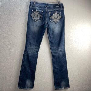 Grace in LA Women's Western Whiskering Embroidered fading Bootcut‎ Jeans